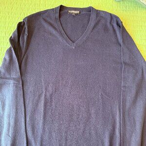 Express Men's Cashmere Cotton Blend Sweater Navy Blue Large